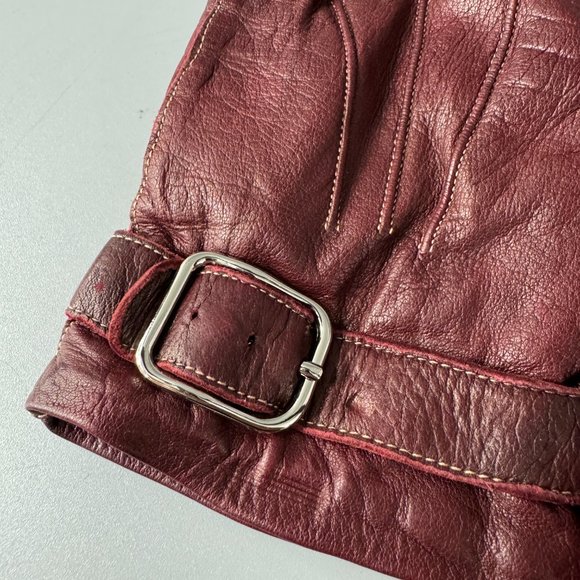 Vintage Coach Burgundy Soft Leather Gloves, Size 7 - Picture 5 of 13